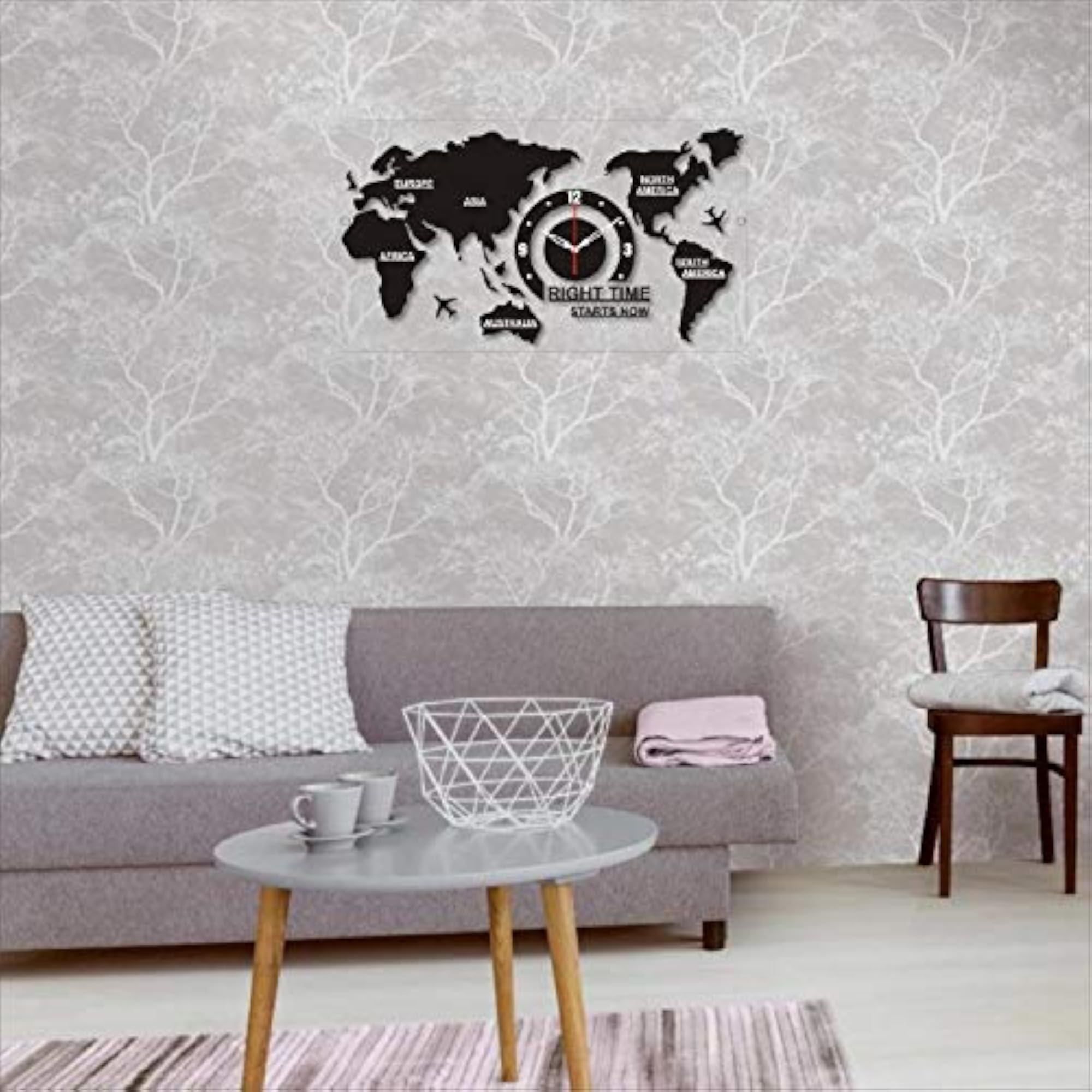 Acrylic Stylish Fancy Wall Clock, Map Design