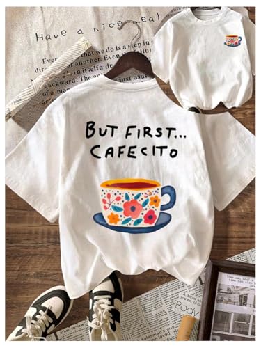 Image of RoseSeek Women's Graphic Letter Tee Crew Neck Drop Shoulder Trendy Summer T Shirt Short Sleeve Vintage Car Print Top