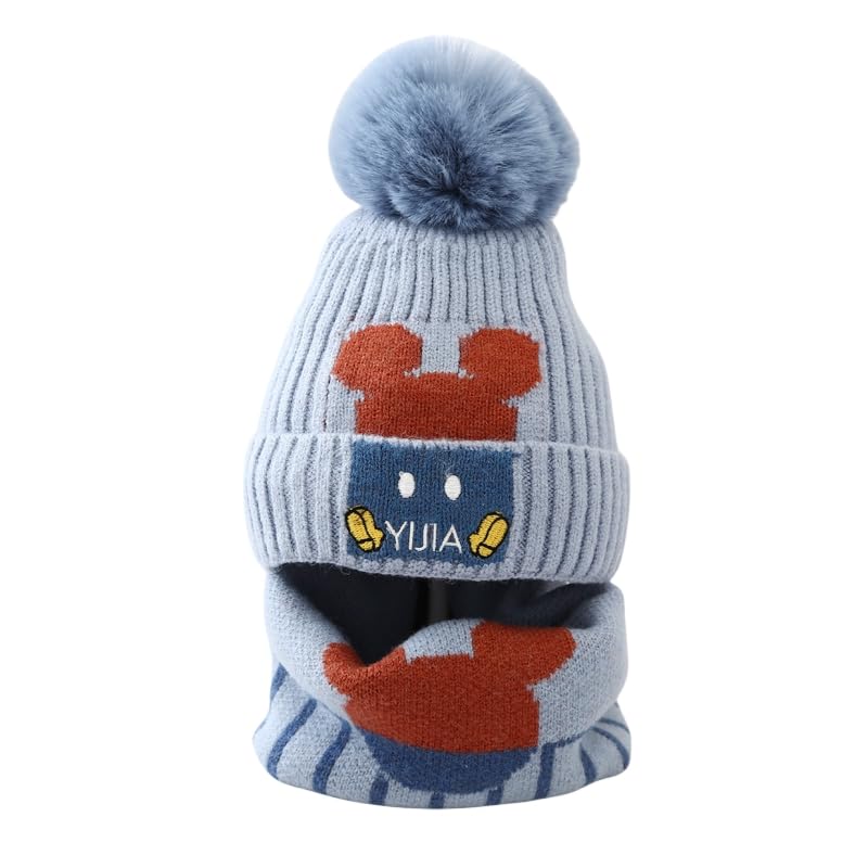 Gorro de punto infantil con buff para niños y niñas en otoño e invierno ZONTO
