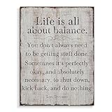 QTESPEII Life is All About Balance Wall Art, Inspirational Quotes Wall Decor Motivational Canvas Prints for Kids lovers Mom Women Modern Framed Artwork for Home Office Decoration Gifts - 12'x16'