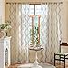 AmHoo 2 Panels Linen Leaf String Floral Embroidered Semi Sheer Curtain Farmhouse Voile Curtains for Living Room Bedroom Window Treatment Sage Green 52 x 84 Inch
