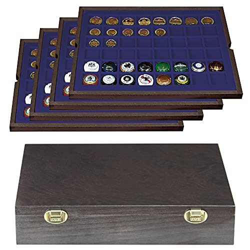 Estuche de madera para 192 monedas LINDNER Carus, el regalo ideal para coleccionistas