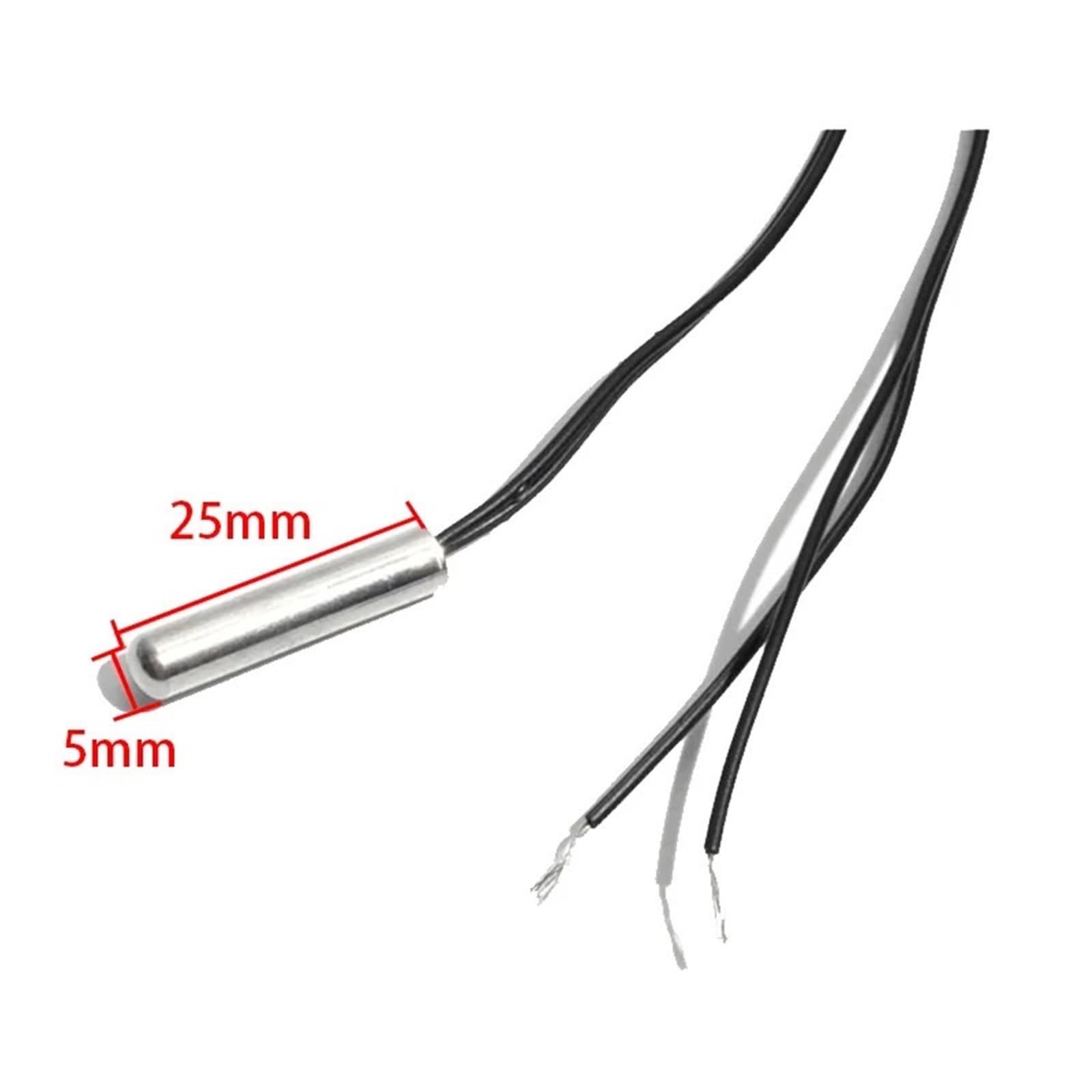 NTC Sensor de temperatura Termopar 5K 10K 20K 50K 100K Sonda termistor 5x25mm con cable impermeable de 1m para acuario (10K, longitud del cable 0,5m)