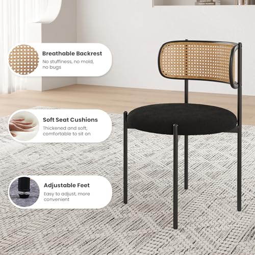 Farini DC022 Modern Upholstered Dining Chairs Set Of 4,Rattan Back Dining Room Chairs,Accent Kitchen Chairs thumb #3