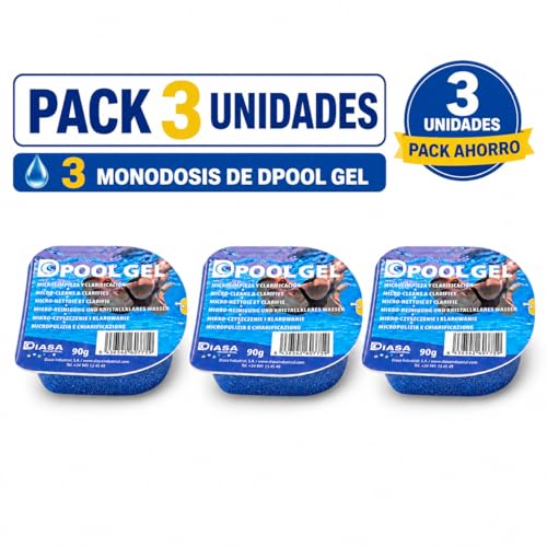 Miniatura 2 de Pack 3 Uds Gel Clarificante Piscinas Dpool Gel - Monodosis 90 Gr - Agua Piscina Cristalina - Diasa Industrial