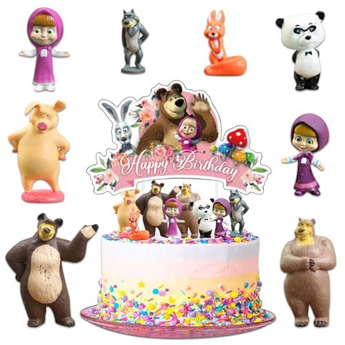 9 Stück Masha und der bär Mini Figuren Set Mädchen, Masha und der bär...