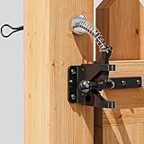 skysen Self Locking Fence Gate Latch Carbon Steel Black/Lock Post Mount with Stainless Steel Spring Cable Pull(JLXSDS-1)