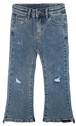 KIDSCOOL SPACE Big Girls Jeans,Ripped Holes Stretchy Bell-Bottom Slim Boot Cut Denim Pants
