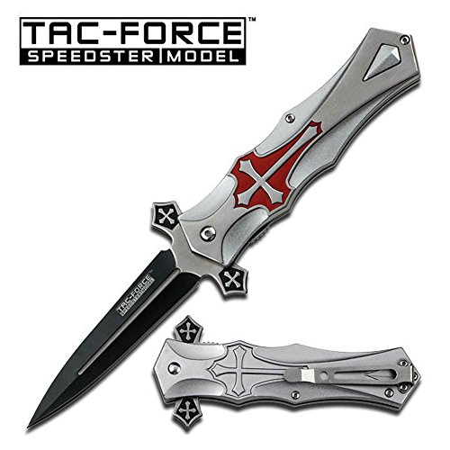 Tac-force RED Cross Folding Blade Pocket Knife (5" CLOSED)