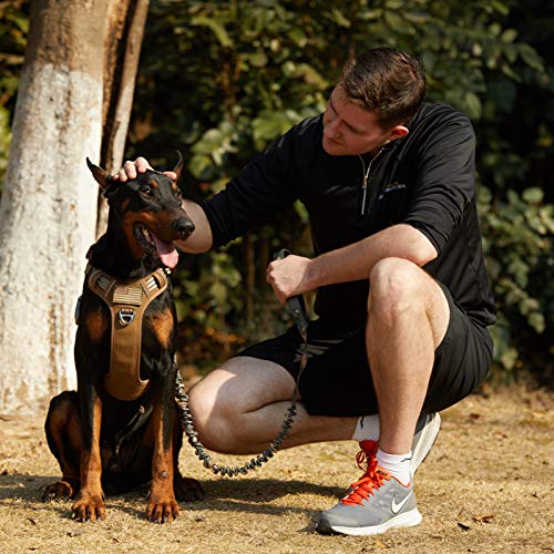 Image of BUMBIN Tactical Dog Harness for Large Dogs No Pull, Famous TIK Tok No Pull, Fit Smart Reflective Pet Walking Harness for Training, Adjustable Dog Vest Harness with Handle Brown L