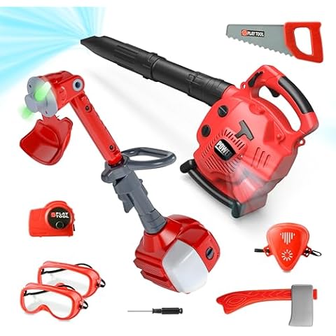 Toy Choi's 2 Pack Garden Toy -Toy Leaf Blower & Toy Trimmer,Outside Pretend Play Garden Toy with Light Sound Cover
