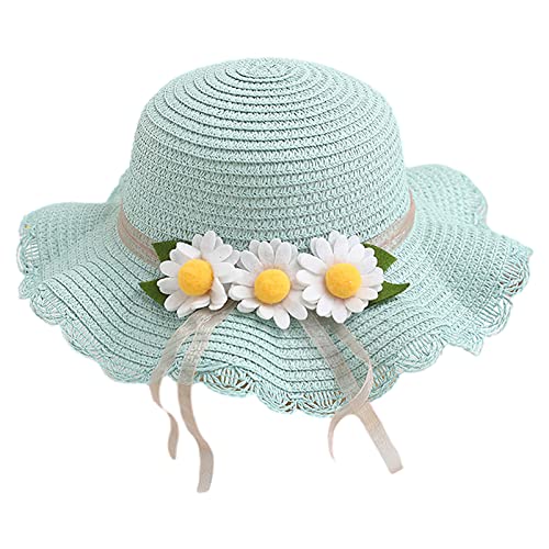 rismart Hat and Bag Set, Toddler Girl Summer Wide Brim Beach Straw Hat with Flower and Shoulder Purse Bag3