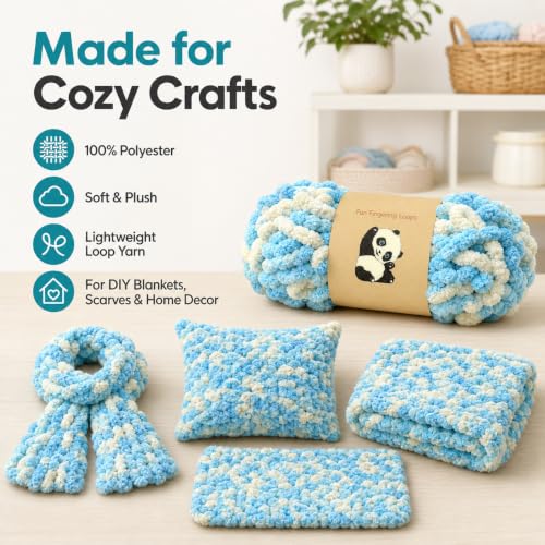 Image of Loop Yarn 5Packs,Shenlin Chunky Chenille Yarn for Hand Knitting Baby Blanket,Machine Washable Polyester Fluffy Thick Bulky Yarn for Scarfs,Craft Projects