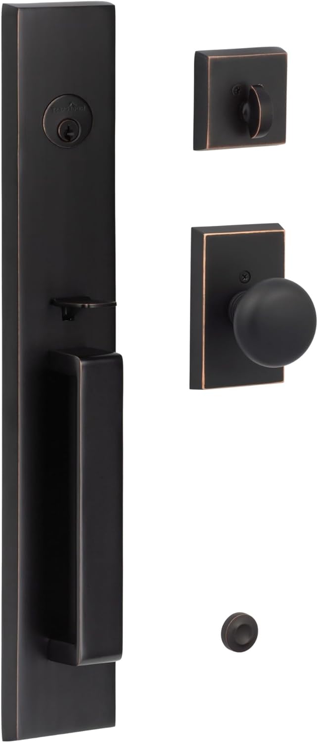 Sure-Loc VL507-OK Vail Full Plate Single Cylinder Keyed Entry Handleset with Oakley Interior Knob - Flat Black