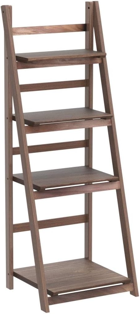 LUARANE - Estantería Moderna De 4 Niveles, Estantería De Madera Con Marco En Forma De X, Estantería Independiente Con 4 Estantes De Almacenamiento Abiertos, Estante Organizador Para Sala De Estar