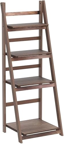 Miniatura 4 de ECOMEX Estante de escalera de 4 niveles, estantería de escalera para plantas, estante de escalera de madera, estante plegable para plantas, soporte