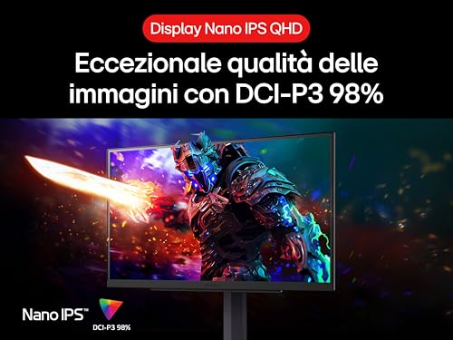 32GS85Q Monitor Gaming UltraGear 32" Nano IPS QHD (2560x1440), 180Hz, 1ms (GtG), G-Sync Compatible, AMD FreeSync, HDR 10, HDMI 2.0 (HDCP 2.2), DisplayPort 1.4, AUX, Flicker Safe, Nero - Monitor - Immagine 5