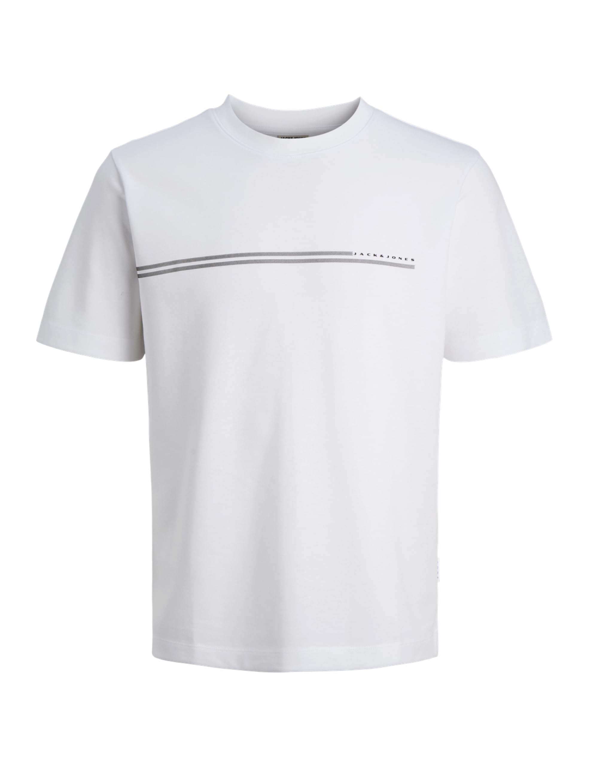 JACK & JONES Mens Crew Neck T-Shirt, Short Sleeve Casual Tee, Regular Fit Lightweight Summer Top for Men, Bright White Colour, UK Size - M