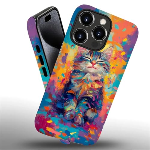 Coque iPhone 16 Pro mignon chat coloré pour le quotidien - 3