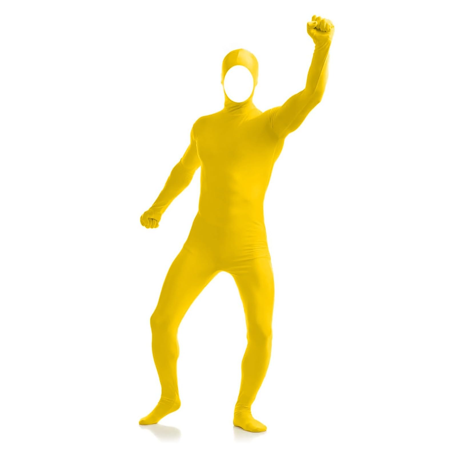 Orange Jumpsuit Costume Adult for Halloween Party Cosplay Costumes Zentai Bodysuit Full Body 2nd Skin Tight Suit Open Face Full Body Suits Stretch Outfits Cosplay Party Performance Outfits (Yellow, L)
