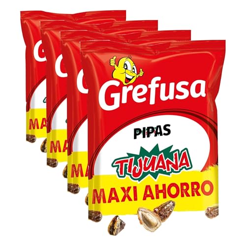 Grefusa | Pipas Tijuana MAXI semillas de girasol - pack de 240gr (Paquete de 4)