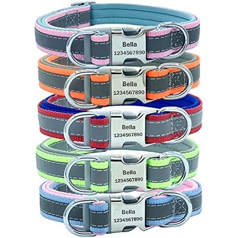 Personalized Reflective Dog Collar for Small Medium Large Dogs, Custom Dog Collar with Name & Phone Number for Boy & Girl Dogs Option to Pink Red Blue Green Orange Cover