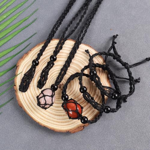 6 PCS Crystal Cage Necklace and Bracelet Cord Holder Empty Stone Holder Replacement Hand-Woven Cord with Adjustable Length3