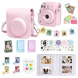 WOGOZAN Accessories Case for Fujifilm Instax Mini 12 Instant Film Camera Kit Bundle + Album for Mini 3 Inch Film + Color Filters + Photo Album & Frames DIY Sticker (Blossom Pink)