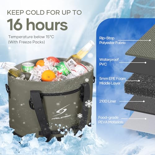 Image of Maelstrom 30 Can Insulated Cooler Bag, Leakproof Soft Ice Chest | Tote Style,16h Cold, Lightweight,Collapsible,Peva Liner,Waterproof,Gear Loop,Multi-Pockets,For Shopping,Beach,Picnic