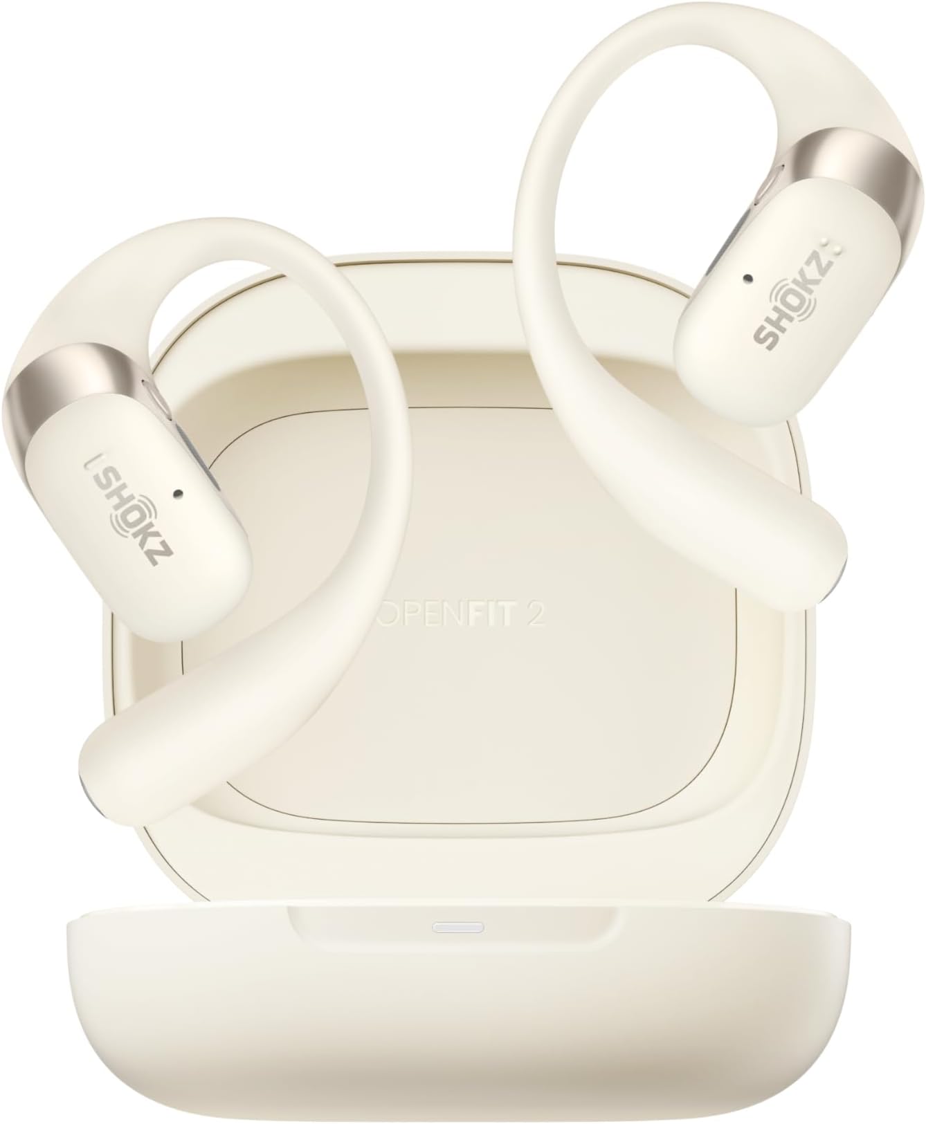 SHOKZOpenFit2 Wireless Bluetooth Headphones with Microphone, Earbuds with Hooks, Sweatproof, Fast Charging, 28 Hours Playtime, Compatible with iPhone and Android (Beige)