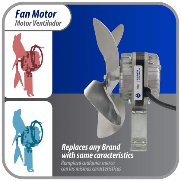 Appli Parts APFM-72E 7W Refrigeration Condenser and Evaporator Motor 220V 60Hz 0.23A 1300rpm Includes Base and 8in Aluminum Fan Blade CCW Shaft end Universal fit