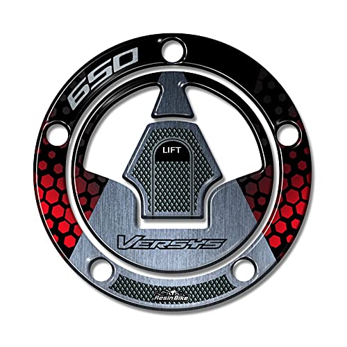 Resin Bike Motorcycle 3D Stickers Compatible with Kawasaki Versys 650 2021. Tank Cap Protection from Bumps and Scratches. Resin Stickers - Metallic Red - Made in Italy