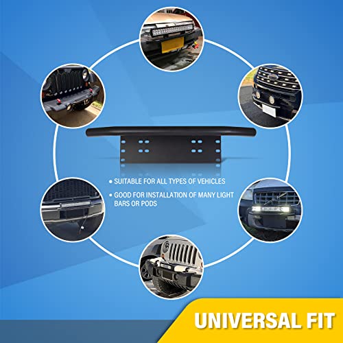 RIGODON 23 Inch Universal Bull Bar Black Light Bar Front Bumper License Plate Mount Bracket Holder for Offroad Running LED Light Bar LED Work Light