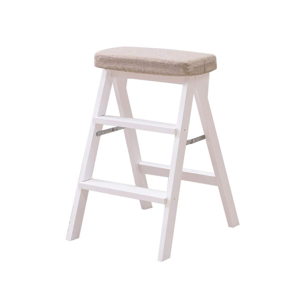 M-JJZX Folding Step Stool Wooden Ladder Herringbone Kitchen Solid Wood Chairs 42x49x64cm (Color : D)