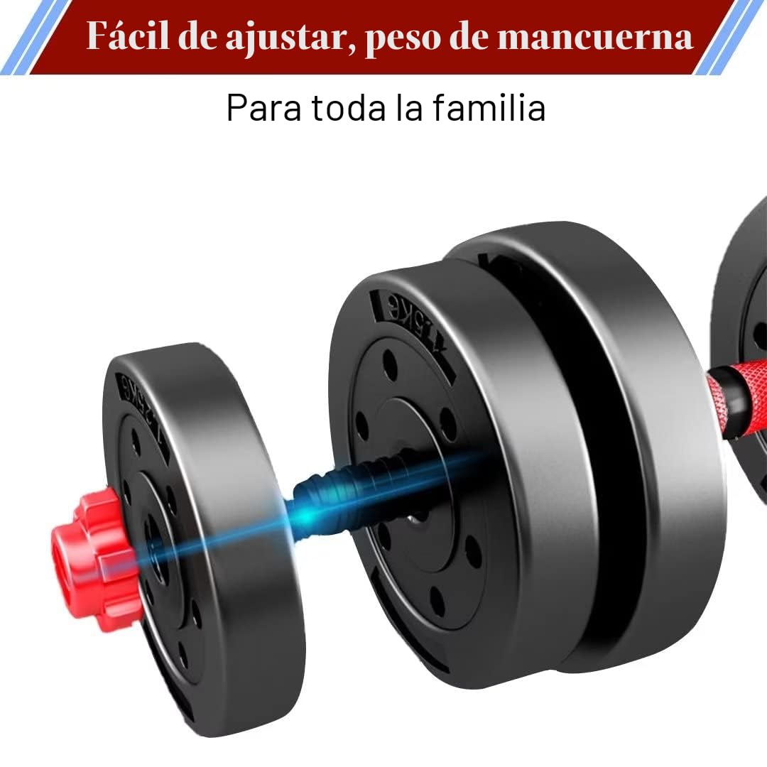 Mancuernas-Ajustables, Juego de Pesas con Barra Libremente Combinable, 10/15KG 2 En 1 Kit de Levantamiento de Pesas para Gimnasio en casa, Pesos Fitness para Hombres/Mujeres