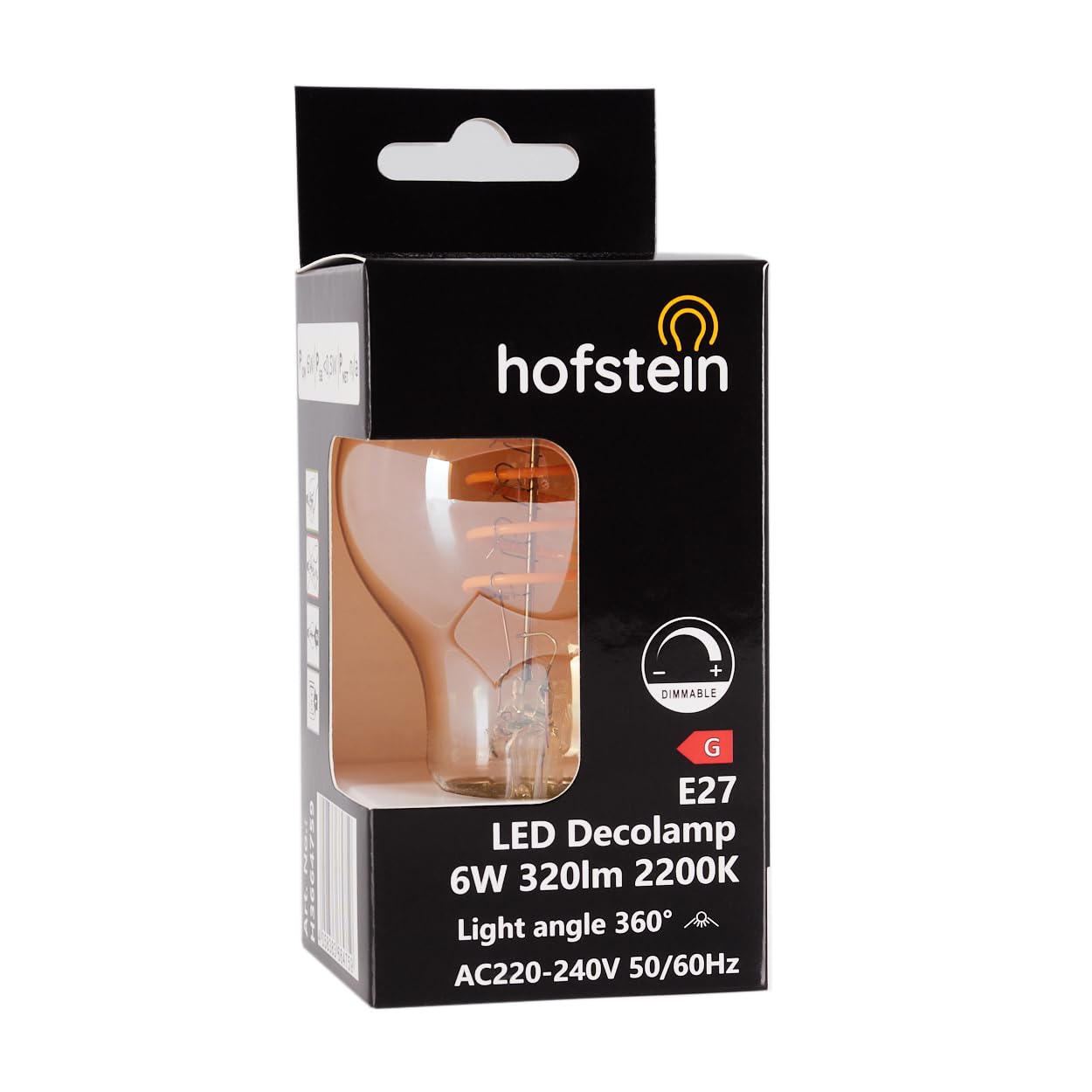 HOFSTEIN E27 LED Warmweiss Glühbirne Vintage Leuchtmittel 10er Set 6 Watt, 2200 K, 320 Lumen, Dimmbar, A60, Kugelform Bernsteinoptik kleine energiesparende Glühlampe für Wohnraumbeleuchtung