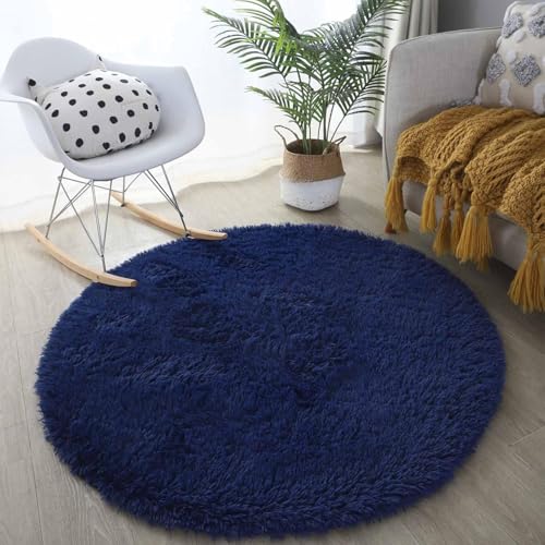 Image of Plush Shag Area Rug for Living Room, 244 cm x 305 cm, Brown (Blue, 2X2 FEET)