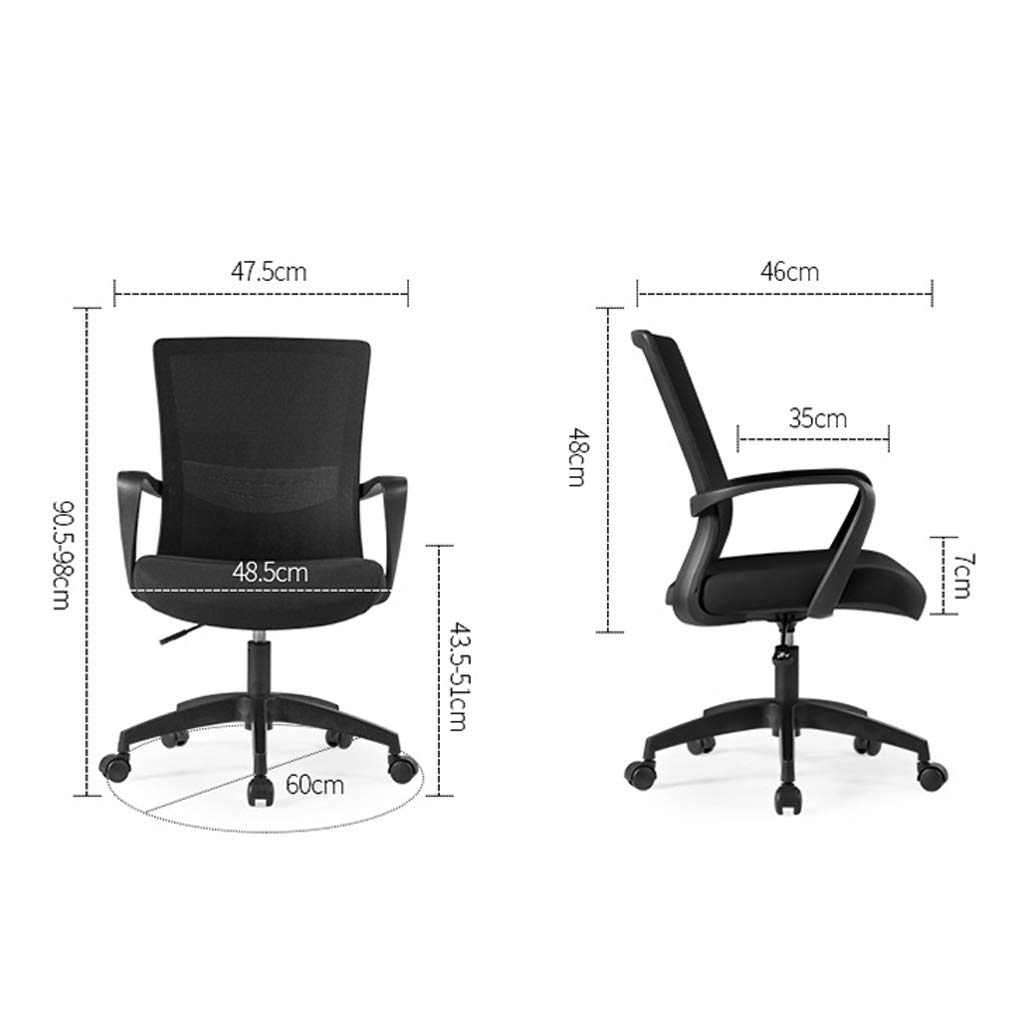 Home Computer Stuhl Schreibtischstuhl Unternehmen Mitarbeiter Stuhl, Konferenzraum Stuhl Verstellbare Rückenlehne Stuhl (Color : Black, Size : 46x48.5x98cm)