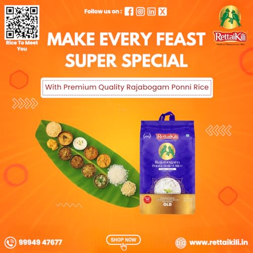 Image of TWO PARROTS Rettai Kili Rajabogam Ponni Boiled Rice (Aged)|Aromatic & Flavorful South Indian Rice|5Kg