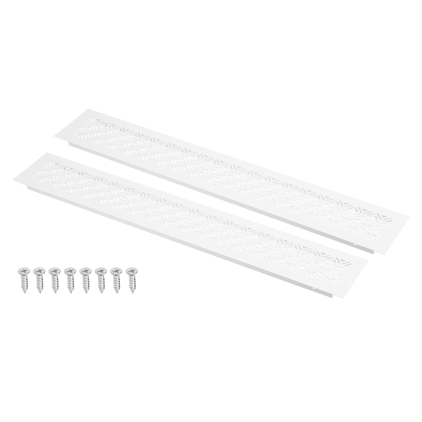 sourcing map 18 x 3 Inch (Duct Openings) Door Vent Cover, 2Set Aluminum Grille Ventilation Cover Louvered with Mounting Screws for Cabinet Wardrobe Door, White (20 x 3 Inch Outer Size)
