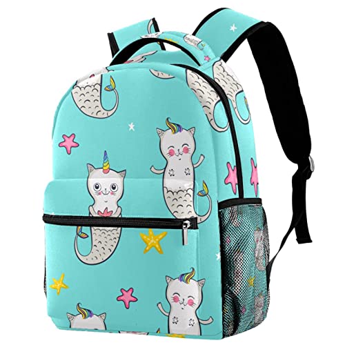 Sac à dos de voyage bleu chat et licorne pour exprimer votre style sur le campus