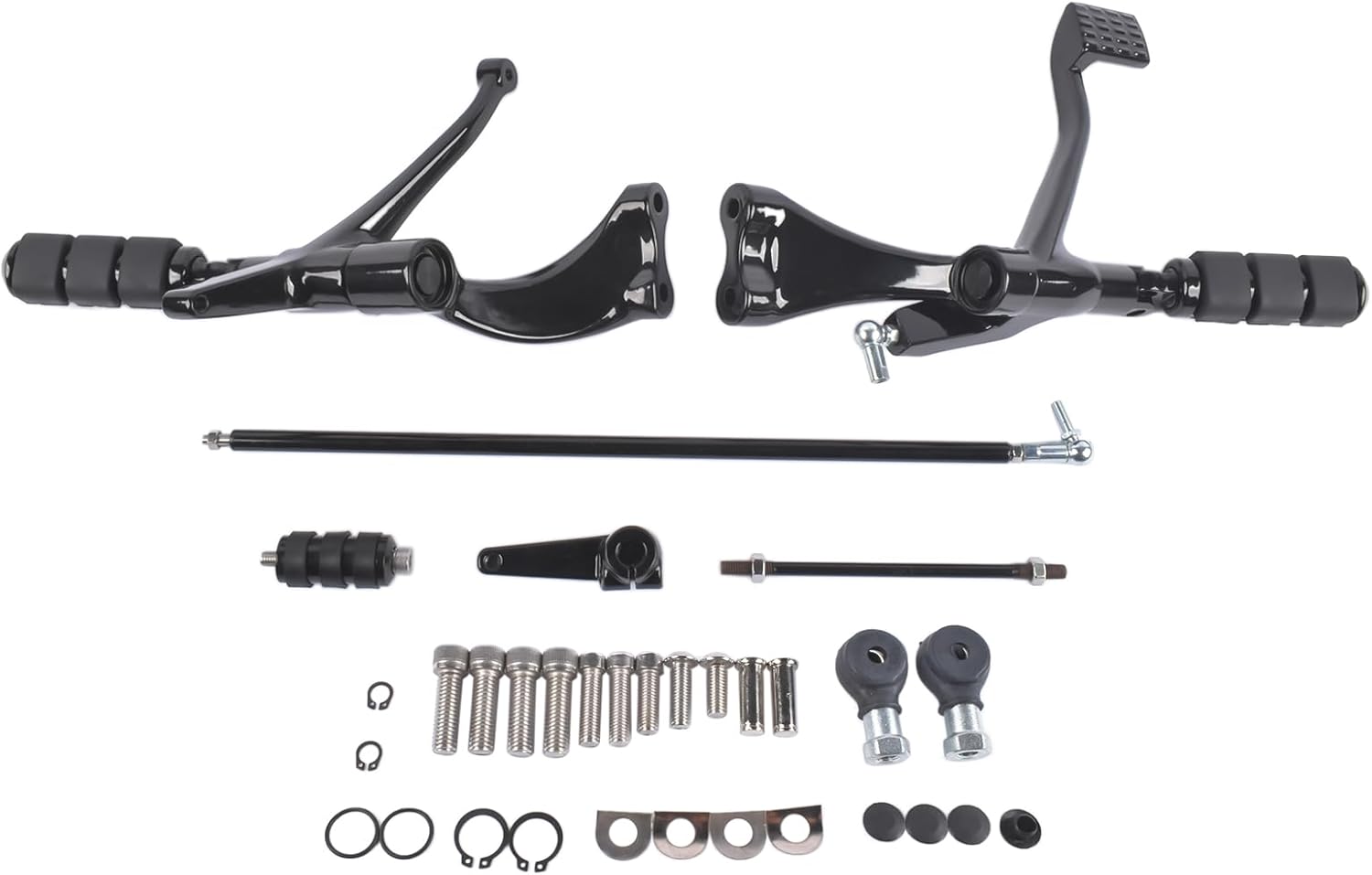 Forward Controls Fit for Harley Sportster 2004-2013, Black Aluminum Foot Pegs & Levers Kit. Easy Bolt-On Installation for 883 & 1200 Models. Complete Assemblies for Brake and Shifter Sides.