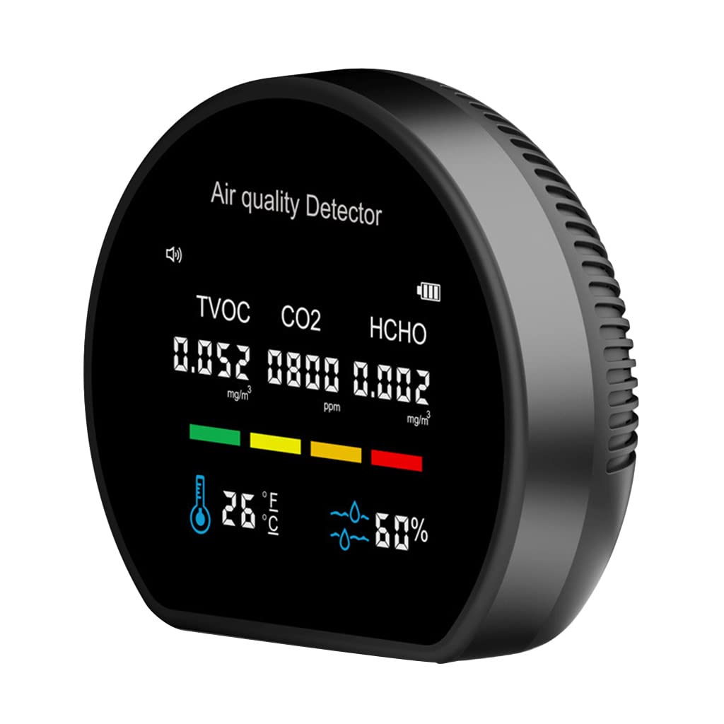 CO2 HCHO TVOC Detector with High Accuracy Air Monitor Temp Humidity Portable Carbon Dioxide Detector Carbon Dioxide for Home Portable