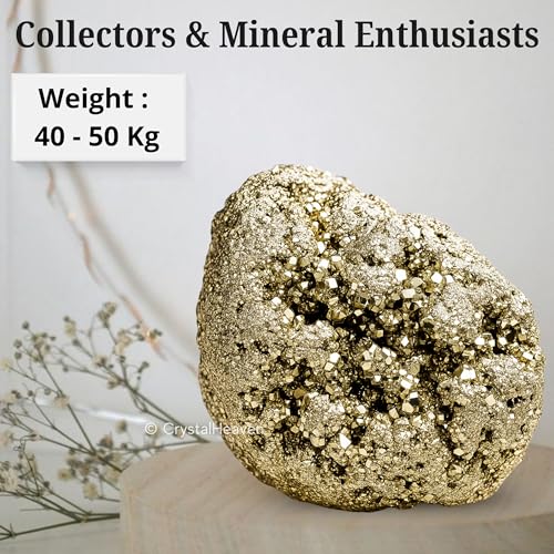 Image of Pyrite Stone Original Cluster Samples - High Energy Natural Iron Pyrite Stone Gold Rock Reiki Crystal Used for Increased Willpower and Manifestation (40-50 KG Pyrite)