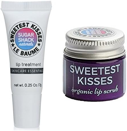 Sweetest Kisses Lip Duo: Best 2 Step Lip Kit Combination for Soft Smooth Naturally Beautiful Plump Healthy Kissable Lips Includes Two Best Sellers Organic Sugar Scrub and Le Baume Glossy Plumping Balm