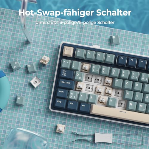 RK ROYAL KLUDGE R75 Mechanische Tastatur Kabellos 75% Blau Creamy Switches – Ansicht 6