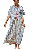 CHERRY CAT Women Plus Size Swimsuit Cover up Beachwear Long Cover-ups Kaftan Casual Caftan Dress