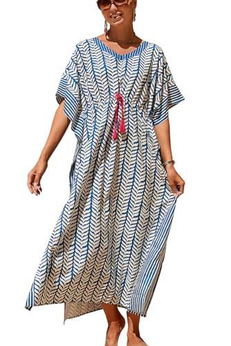 Image of Women Beachwear Long Beach Coverups Kaftan Casual Caftan Dress