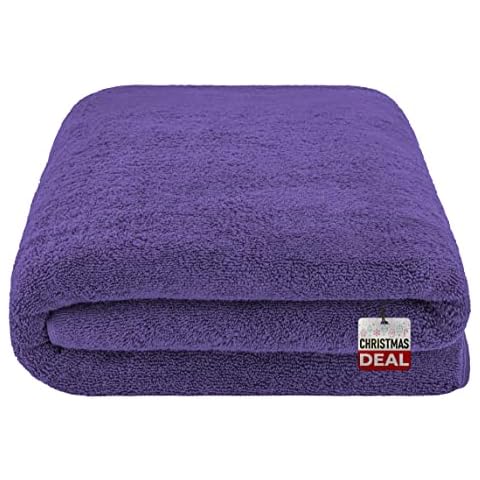 American Soft Linen Oversized Bath Sheet 40x80, Jumbo Large Bath Towels for Bathroom, 100% Ringspun Cotton Bath Sheet for Adults, Bath Sheets Towels, Purple Bath Sheet Cover