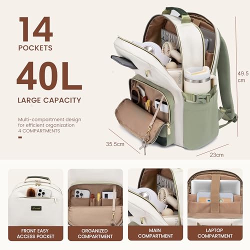 LOVEVOOK Mochila para portátil para mujeres con bolsillo para taza de gran capacidad, de 15,6 pulgadas, bolsa impermeable para trabajo, negocios, universidad, profesora. - imagen 3